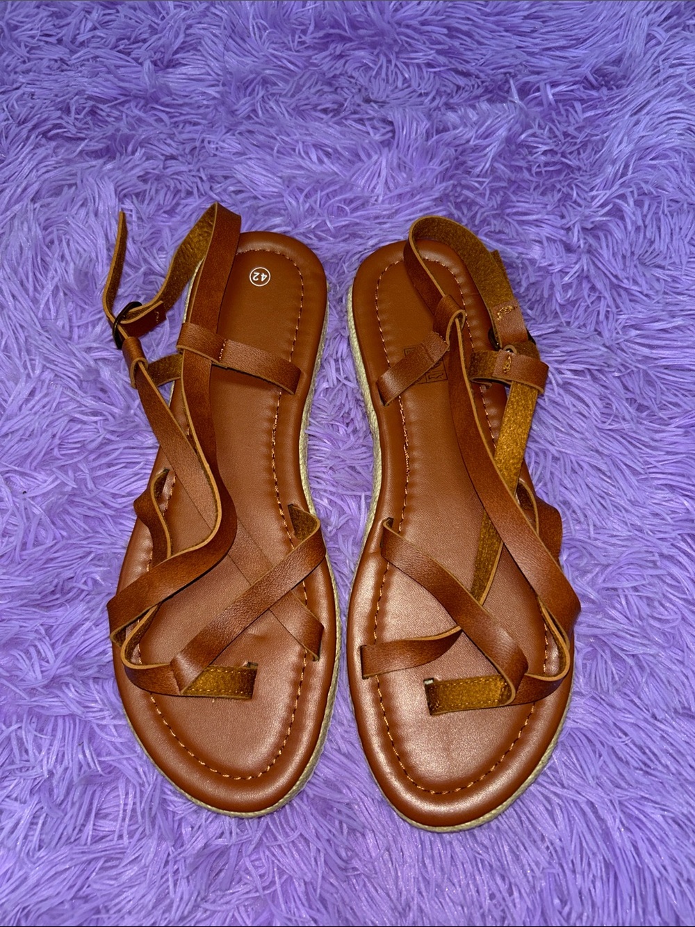 SHEIN Brown Strappy Flat Sandals